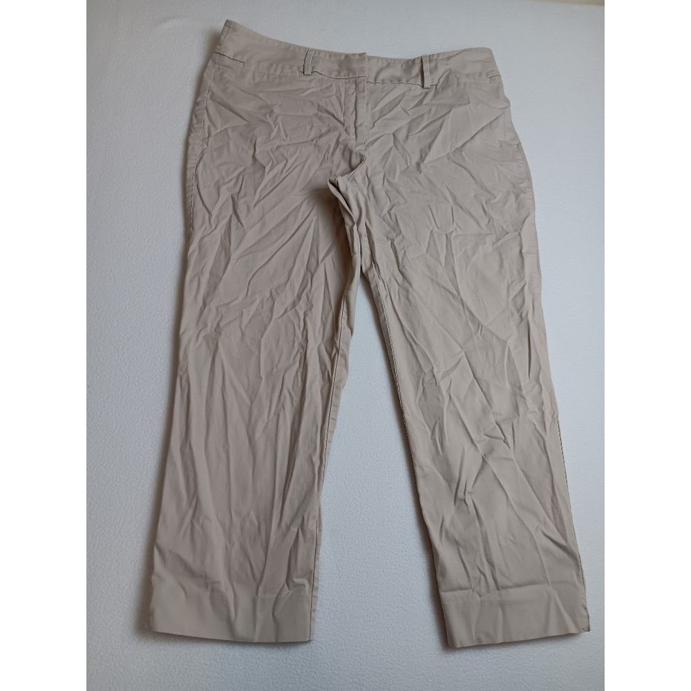 Ann Taylor Factory Womens Size 12 Khaki Chino Trouser Pants Cotton Stretch Beige